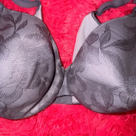 Cacique Lace Gray Floral Underwire Lightly Lined Full Coverage Bra - Picture 3 of 8